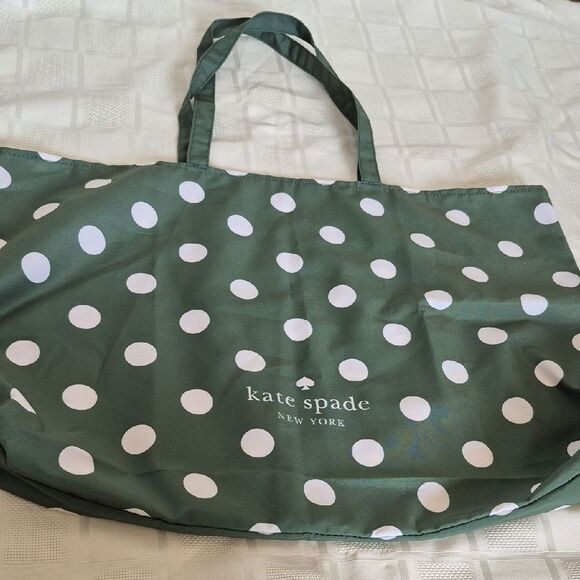 Kate Spade Dark Green and White Polka Dot Reusable Shopping  Tote - Picture 11 of 16